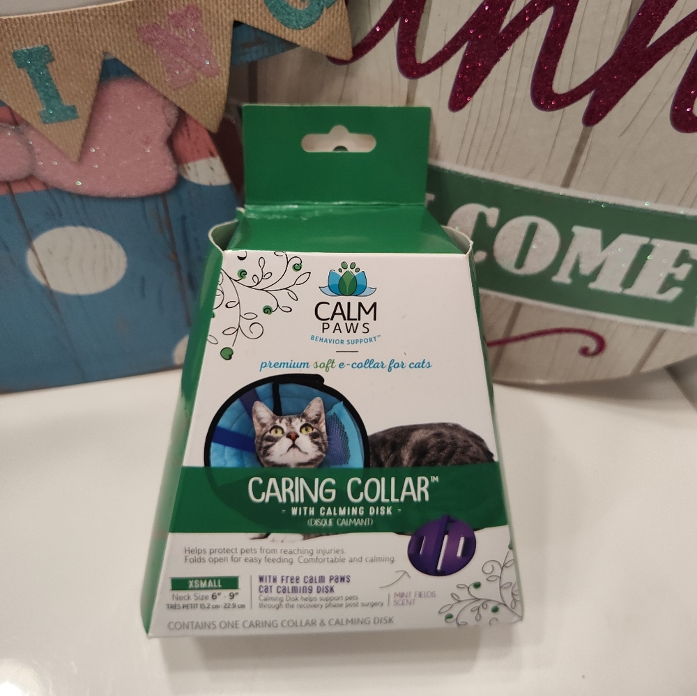 NWT Calming Paws Caring Collar With Calming Disk, X-Small Neck Size 6"-9", Cat